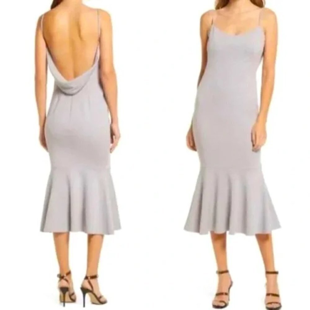 Katie May Twirl Sleeveless Drape Back Dress In Dove Size Small